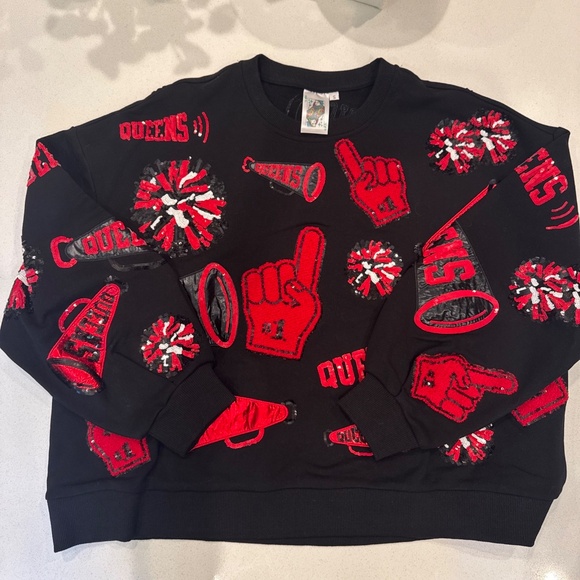 Queen of Sparkles Cheer Sweatshirt black and red - Picture 2 of 3